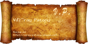 Váray Patony névjegykártya